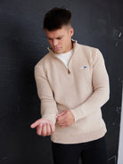 Knit 1/4 Zip Beige